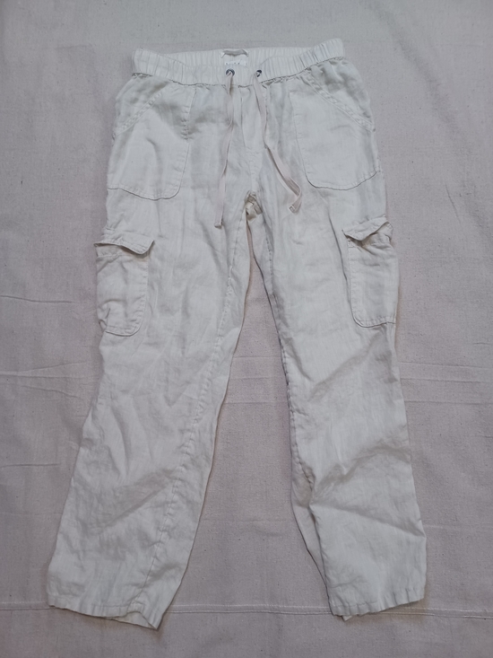 Nicole Miller New York Pants - Nicole Miller Linen Cropped Cargo Drawstring Pants Women's Size Small